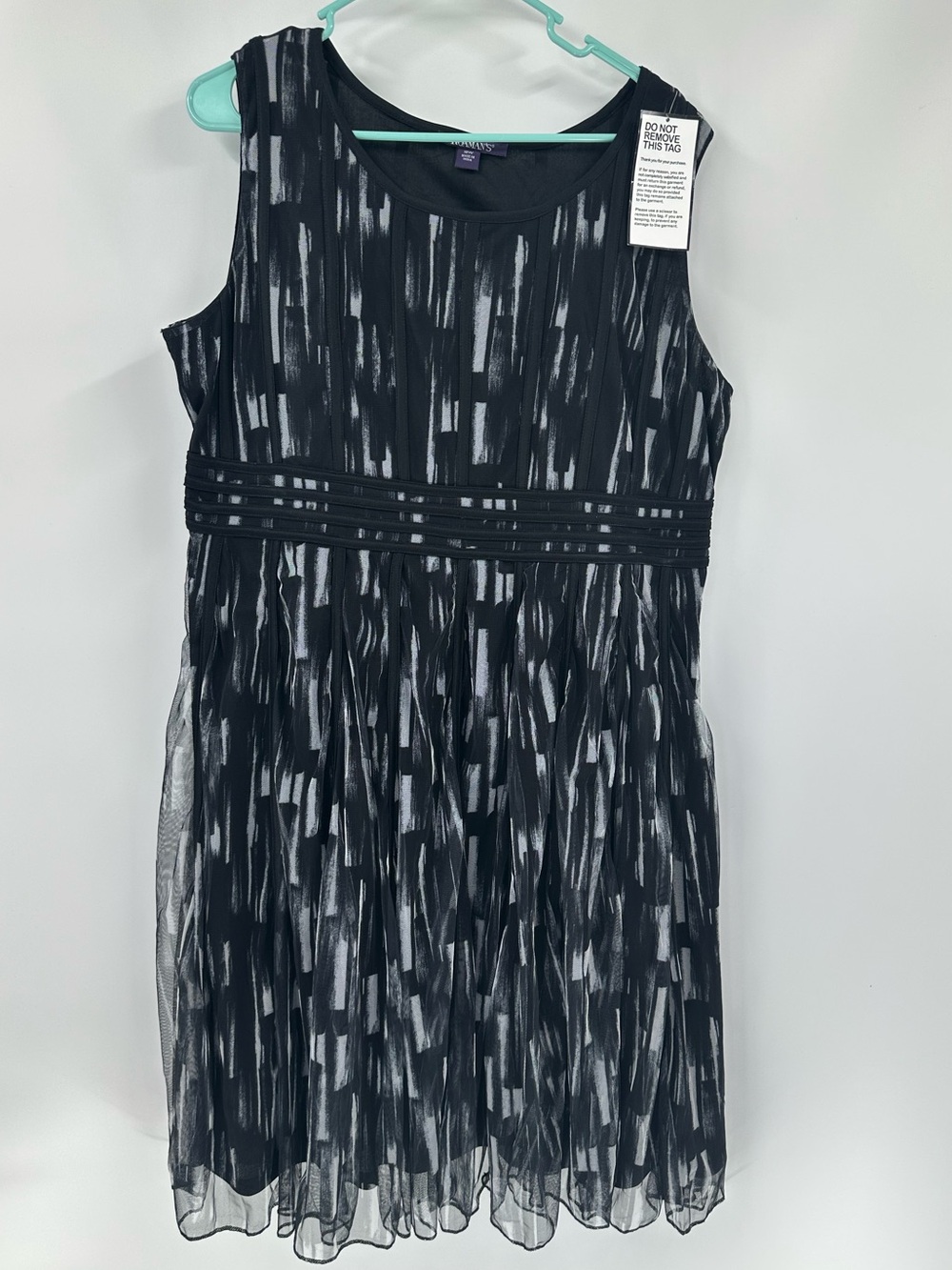 Roaman’s dress sleeveless tulle mesh black with white lined fit-n-flare Sz 18W